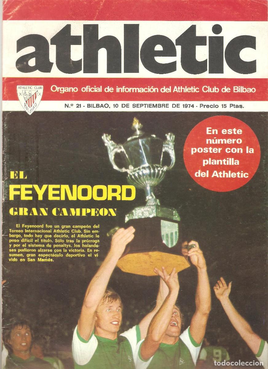 Collezionismo sportivo: ATHLETIC. ORGANO OFICIAL DE INFORMACION. A&Ntilde;O 1974 NUMERO 21 CON POSTER DE PLANTILLA 1974-1975