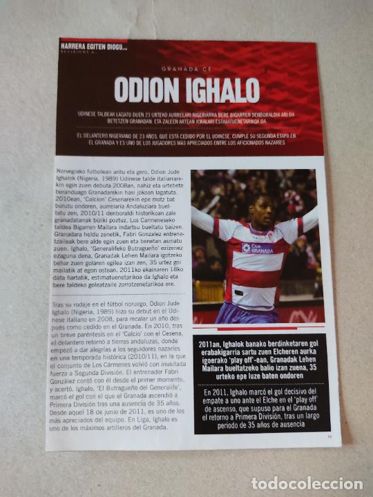 Coleccionismo deportivo: ODION IGHALO GRANADA REPORTAJE 1 PAG REVISTA ATHLETIC CLUB BILBAO + CANTONA DROGBA SOCRATES PASIC