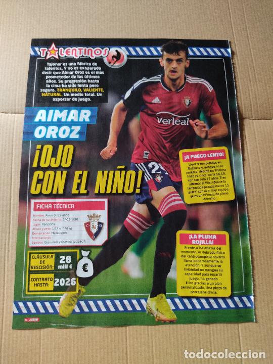 Coleccionismo deportivo: AIMAR OROZ OSASUNA TALENTINOS TIPO POSTER REPORTAJE 1 P&Aacute;G REVISTA JUG&Oacute;N DEMBELE DEPAY FERRAN TORRES