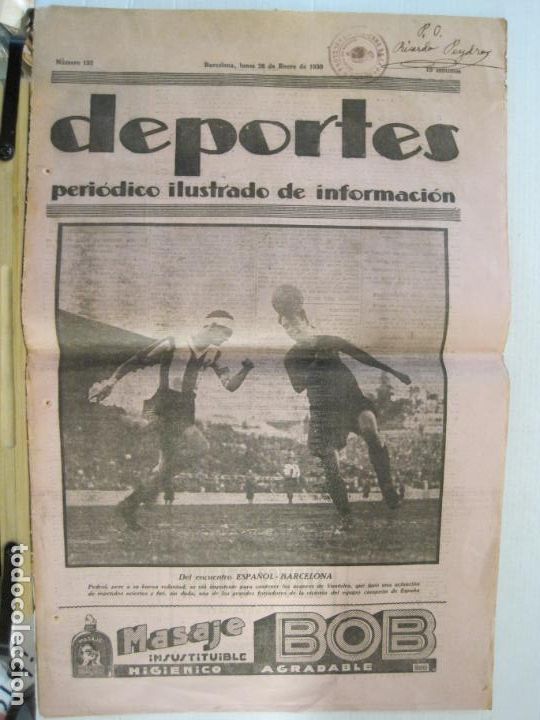 Coleccionismo deportivo: DEPORTES-PERIODICO ILUSTRADO-NUMERO 132-20 ENERO 1930-ESPA&Ntilde;OL VS FC BARCELONA-VER FOTOS-(V-23.935)
