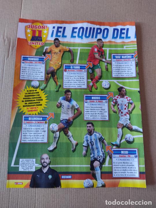Coleccionismo deportivo: LEO MESSI DUMFRIES EL YAMIQ MODRIC BELLINGHAM REGRAGUI EQUIPO MUNDIAL REPORTAJE 1 PAG REVISTA JUGON
