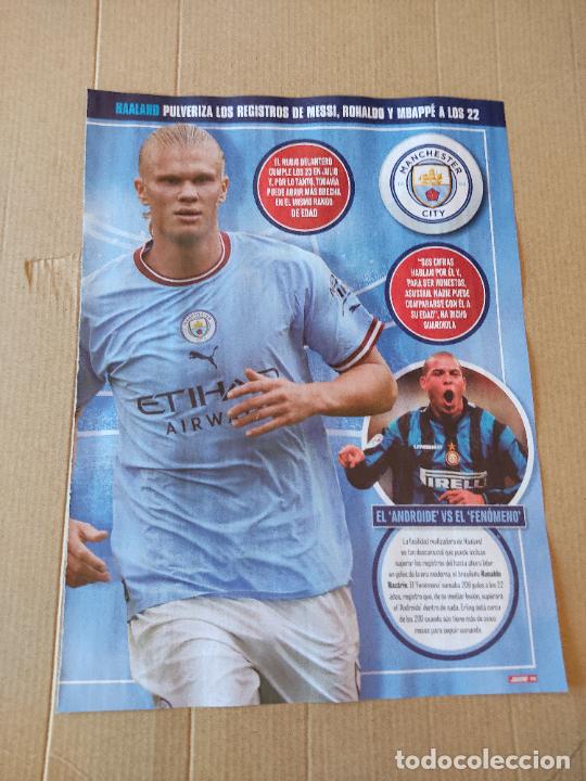 Coleccionismo deportivo: HAALAND MANCHESTER CITY TIPO POSTER 1 PAG REVISTA JUGON RONALDO INTER MILAN MBAPPE PSG PARIS
