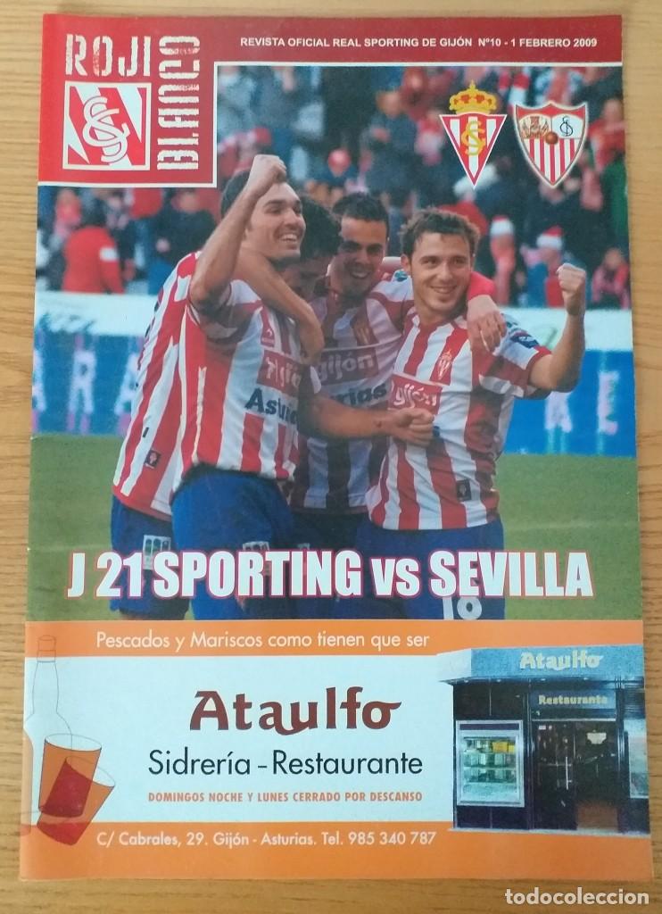 Sports collectibles: Revista Rojiblanco del Partido Rea Sporting de Gij&oacute;n vs Sevilla. 2008/09