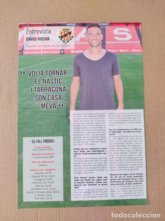 Sammelleidenschaft Sport: ENTREVISTA 1 PAG DAVID ROCHA GIMNASTIC TARRAGONA REVISTA NASTIC FUTBOL MIDE 16 X 23,4 CM