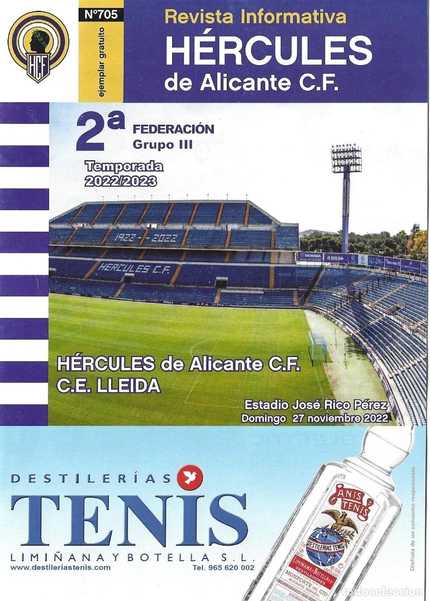 Sports collectibles: REVISTA HERCULES N&ordm;705. H&Eacute;RCULES DE ALICANTE-CLUB LLEIDA ESPORTIU 27-11-2022