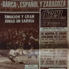 Coleccionismo deportivo: DIARIO DEPORTIVO DICEN. Nº 2388 OCTUBRE 1972. ESPANYOL 1 BARCELONA 1