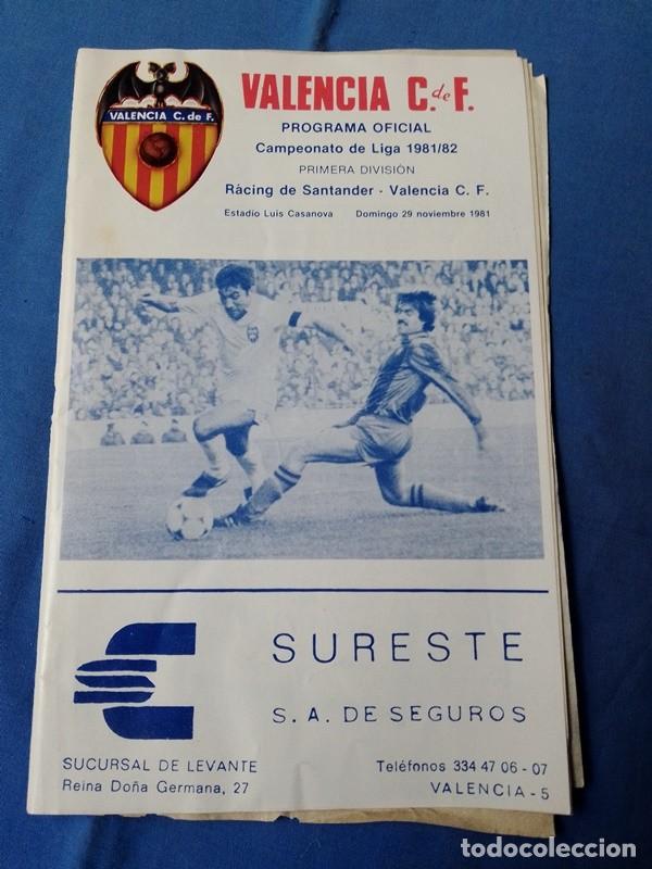 Colecionismo desportivo: PROGRAMA OFICIAL CAMPEONATO DE LIGA 1981-82 1&ordf; DIVISION Racing de Santander Valencia C.F.