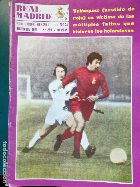 Coleccionismo deportivo: REVISTA REAL MADRID CLUB DE F&Uacute;TBOL. A&Ntilde;O 1971 259- VEL&Aacute;ZQUEZ. 90GR