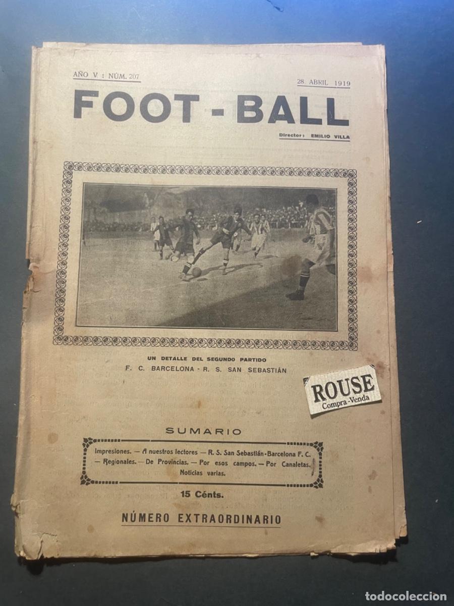Collezionismo sportivo: FUTBOL - ANTIGUA REVISTA , FOOT-BALL A&Ntilde;O V N&ordm; 207. 28 ABRIL BARCELONA 1919 F.C. BARCELONA R.S. S. SE