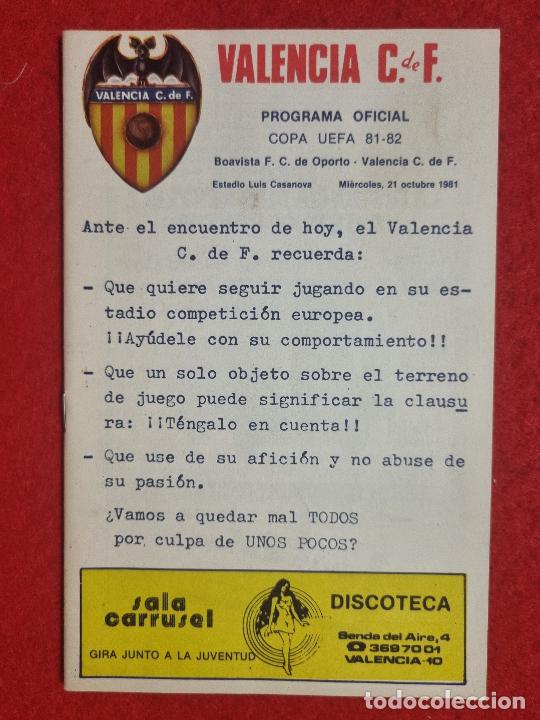 Collectionnisme sportif: PROGRAMA FUTBOL VALENCIA CF BOAVISTA DE OPORTO PORTUGAL COPA UEFA 1981 82 ORIGINAL PR1