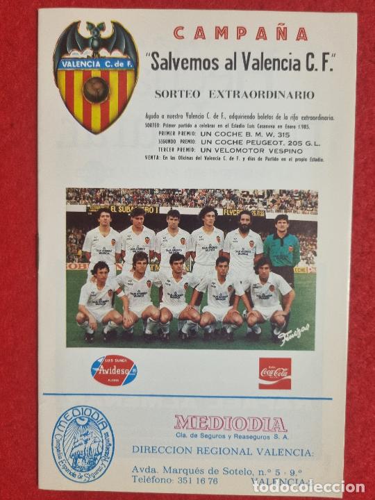 Sammelleidenschaft Sport: PROGRAMA FUTBOL VALENCIA CF ATHLETIC CLUB DE BILBAO 1984 85 ORIGINAL PR1