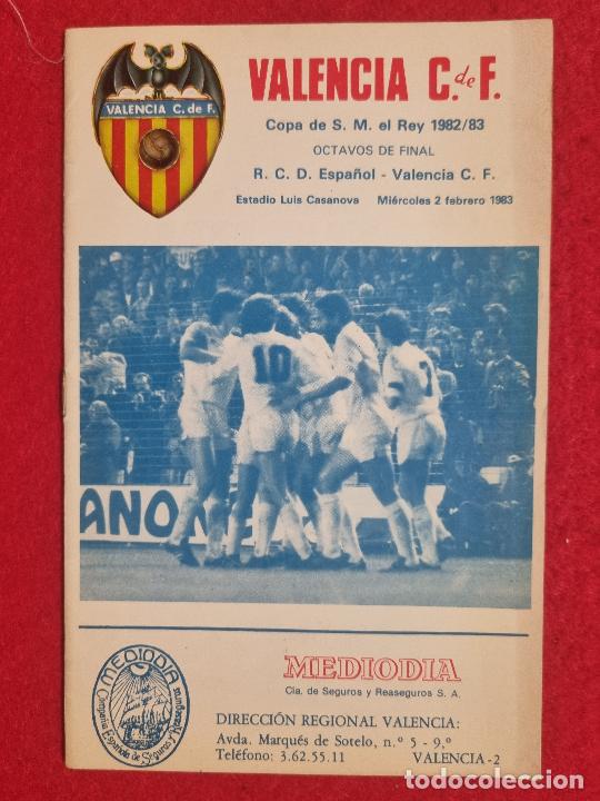 Sammelleidenschaft Sport: PROGRAMA FUTBOL VALENCIA CF RCD ESPA&Ntilde;OL 1982 83 ORIGINAL PR1