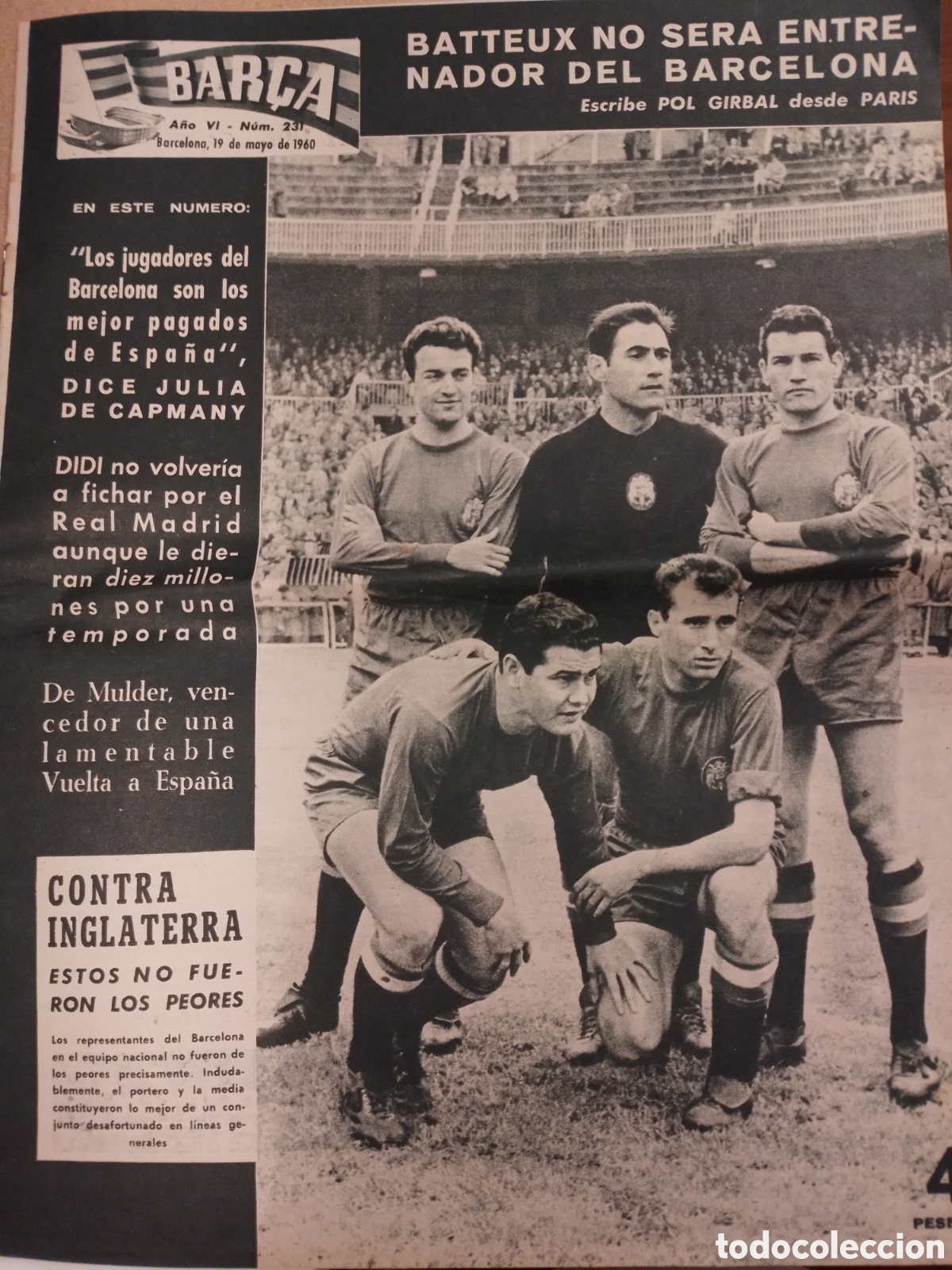 Coleccionismo deportivo: REVISTA BAR&Ccedil;A, A&Ntilde;O VI, NUM 231, 1960