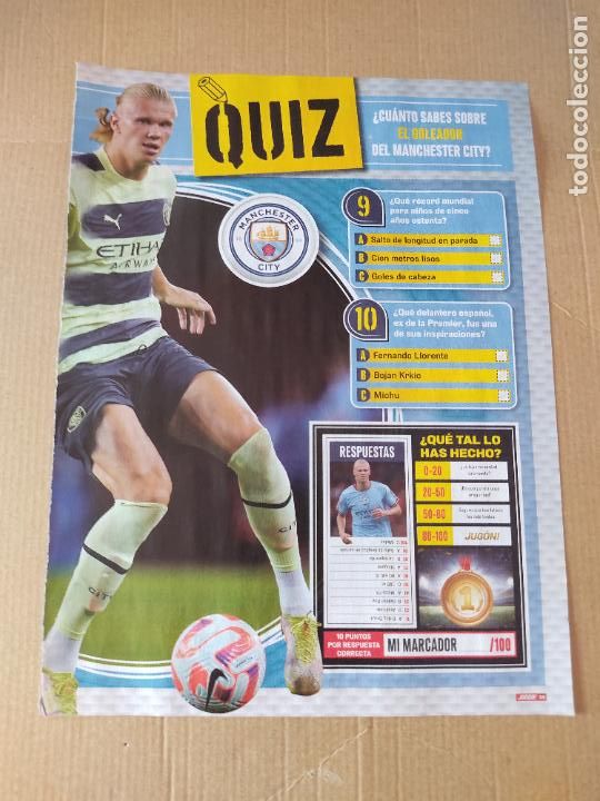 Coleccionismo deportivo: HAALAND TIPO POSTER 1 PAG + VALENTIN BARCO REPORTAJE 1 PAG REVISTA JUG&Oacute;N MEGA JUGON WORLD MJW