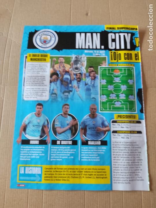 Coleccionismo deportivo: MANCHESTER CITY RODRI HAALAND DE BRUYNE REPORTAJE 1 PAG REVISTA JUGON + PORTEROS NEUER BRAVO EDERSON