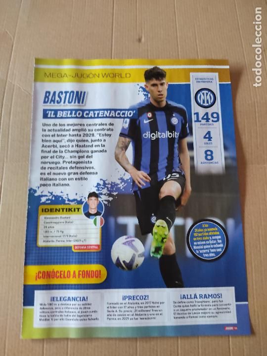 Coleccionismo deportivo: BASTONI INTER MILAN REPORTAJE 1 PAG REVISTA JUG&Oacute;N MEGA JUGON WORLD MJW + MUSIALA HAALAND SAKA