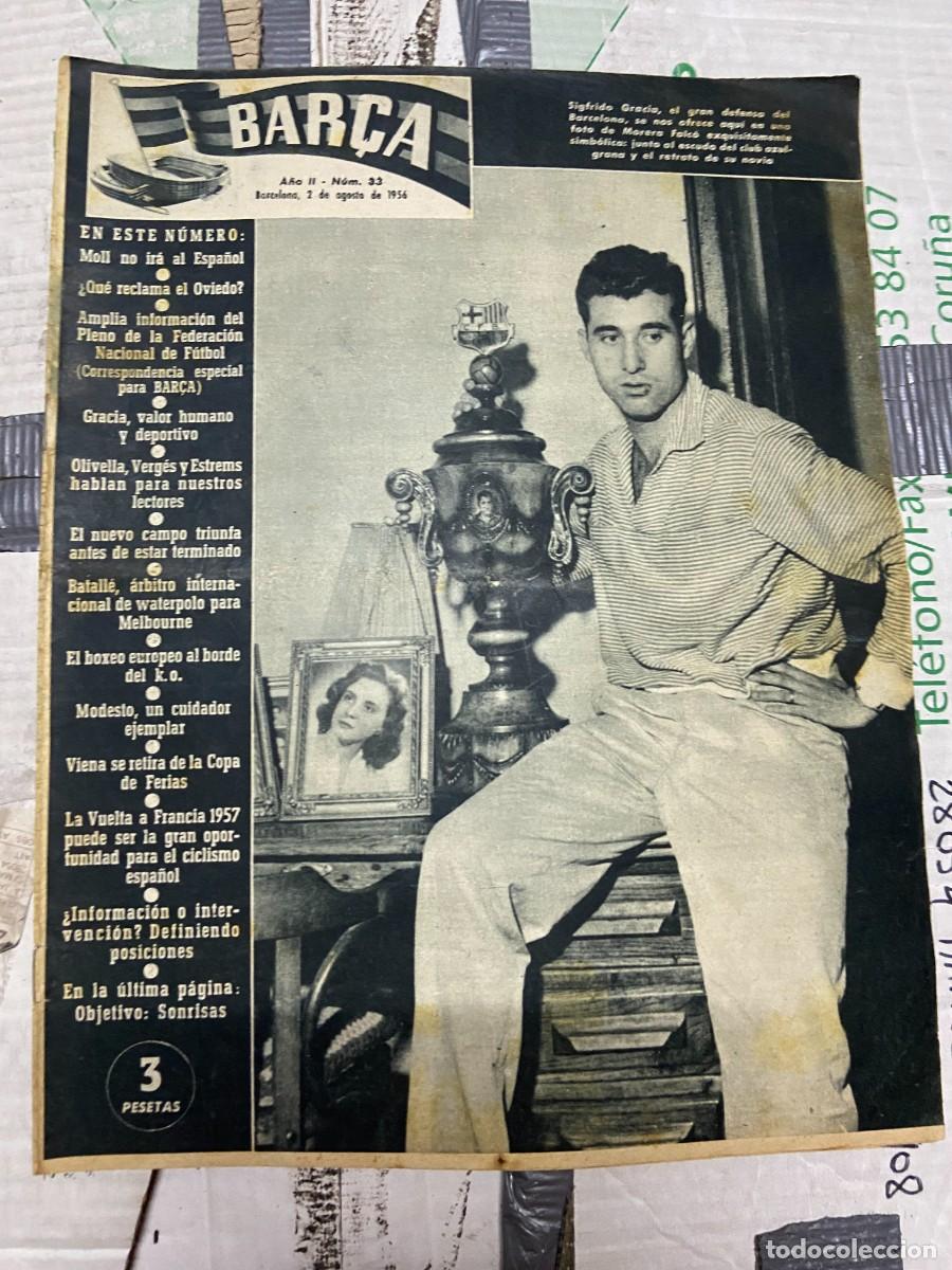 Coleccionismo deportivo: REVISTA BAR&Ccedil;A # 33 (2-8-1956) NOU CAMP PLATKO TOUR FRANCIA BARCELONA