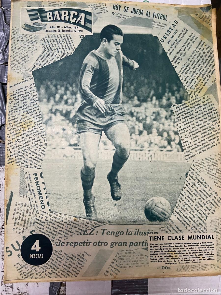 Coleccionismo deportivo: REVISTA BAR&Ccedil;A # 157 (18-12-1958) LUIS SUAREZ BARCELONA 5-0 ATLETICO MADRID