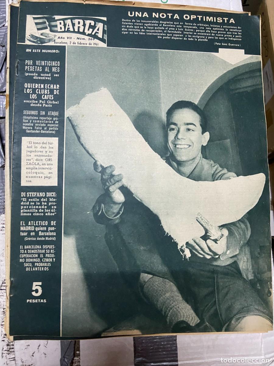 Coleccionismo deportivo: REVISTA BAR&Ccedil;A # 269 (2-2-1961) LUIS SUAREZ ORIZAOLA RACING SANTANDER 1-0 BARCELONA