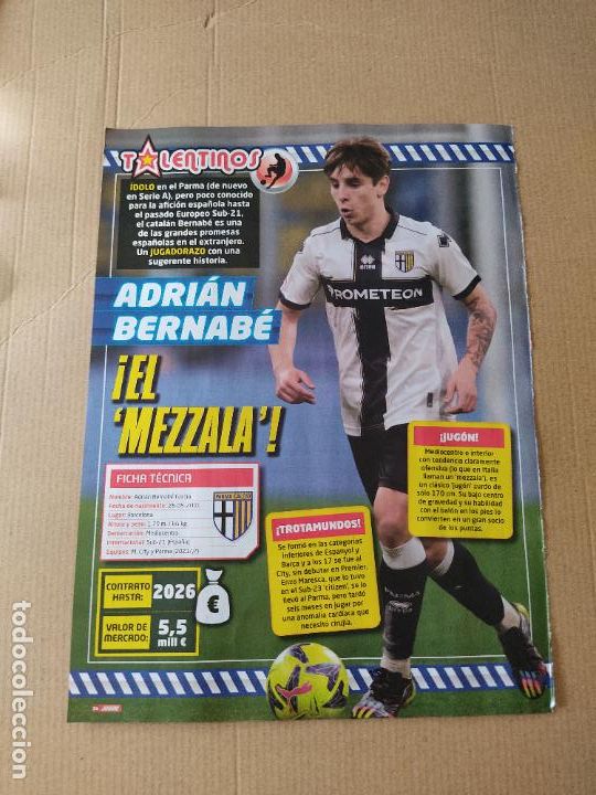 Coleccionismo deportivo: ADRIAN BERNAB&Eacute; PARMA TALENTINOS REPORTAJE 1 PAG REVISTA JUGON LUKA MODRIC GAVI IAGO ASPAS NAVAS KOKE