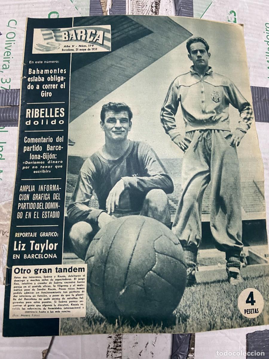 Coleccionismo deportivo: REVISTA BAR&Ccedil;A # 179 (21-5-1959) BARCELONA 6-0 REAL SPORTING GIJON ELIZABETH TAYLOR