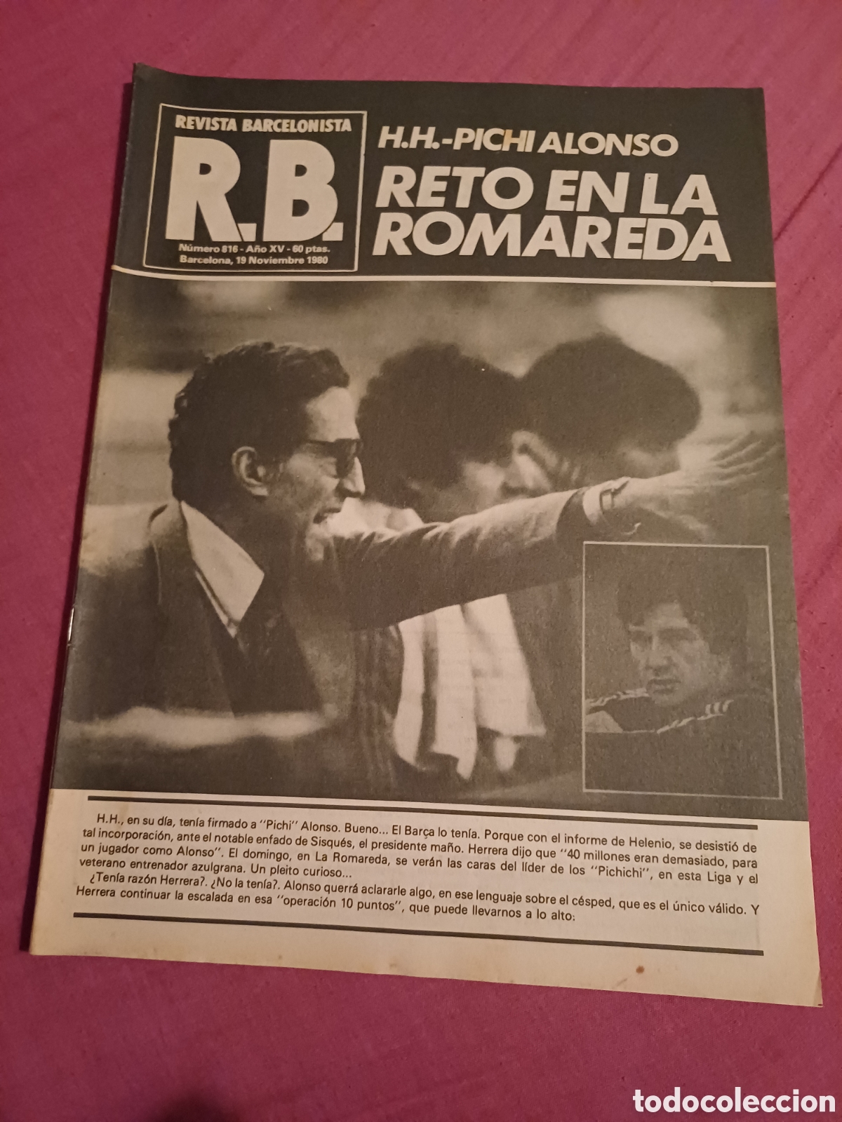 Colecionismo desportivo: Revista Barcelonista Futbol Club Barcelona Bar&ccedil;a Romareda Helenio Herrera Simonsen Sanchez
