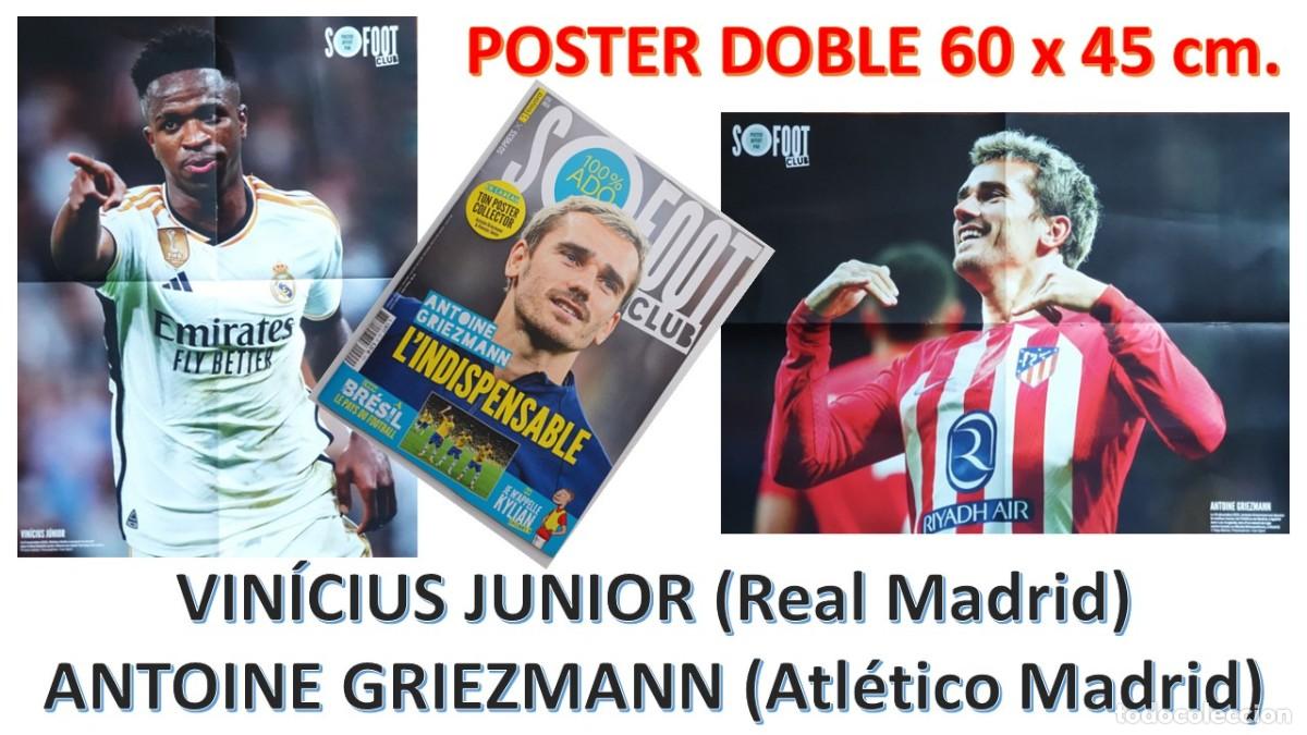 Coleccionismo deportivo: Revista francesa SO FOOT CLUB F&eacute;v. 2024: Poster VIN&Iacute;CIUS (Real Madrid) GRIEZMANN (Atl&eacute;tico Madrid)