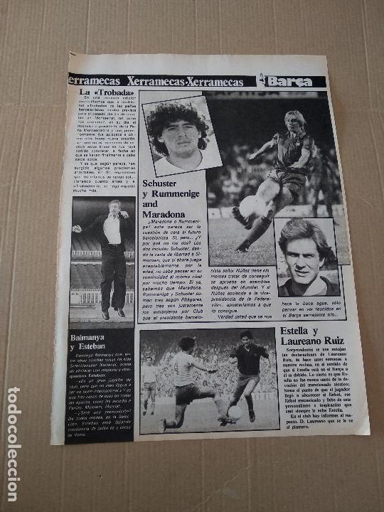 Coleccionismo deportivo: HOJA REVISTA BARCELONISTA BAR&Ccedil;A A&Ntilde;O 1981 MARADONA SCHUSTER RUMMENIGGE ESTELLA LAUREANO RUIZ