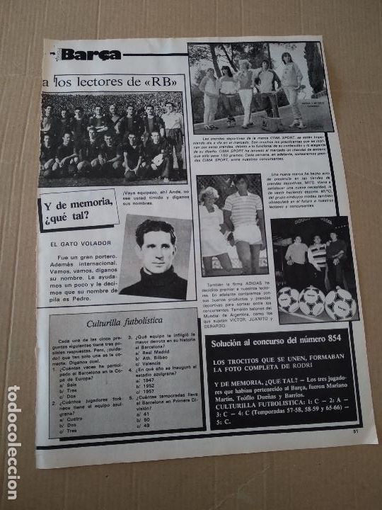 Coleccionismo deportivo: HOJA REVISTA BARCELONISTA BAR&Ccedil;A A&Ntilde;O 1981 PUBLICIDAD ADIDAS GENERAL OPTICA SORDERA SI NO OYE, LEA