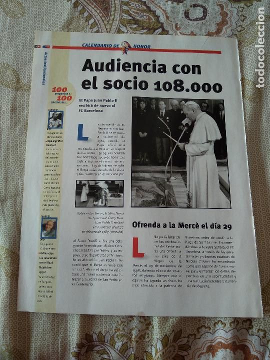 Collezionismo sportivo: HOJA GUIA DEL CENTENARIO MUNDO DEPORTIVO BARCELONA BAR&Ccedil;A PAPA JUAN PABLO II PUBLICIDAD REPSOL