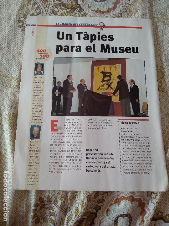 Collectionnisme sportif: HOJA GUIA DEL CENTENARIO MUNDO DEPORTIVO BARCELONA BAR&Ccedil;A UN TAPIES PARA EL MUSEU