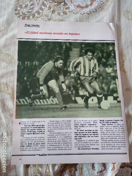 Coleccionismo deportivo: HOJA REVISTA DON BALON MUNDIAL 1982 TIPO REPORTAJE ENTREVISTA HUGO SANCHEZ ATLETICO DE MADRID