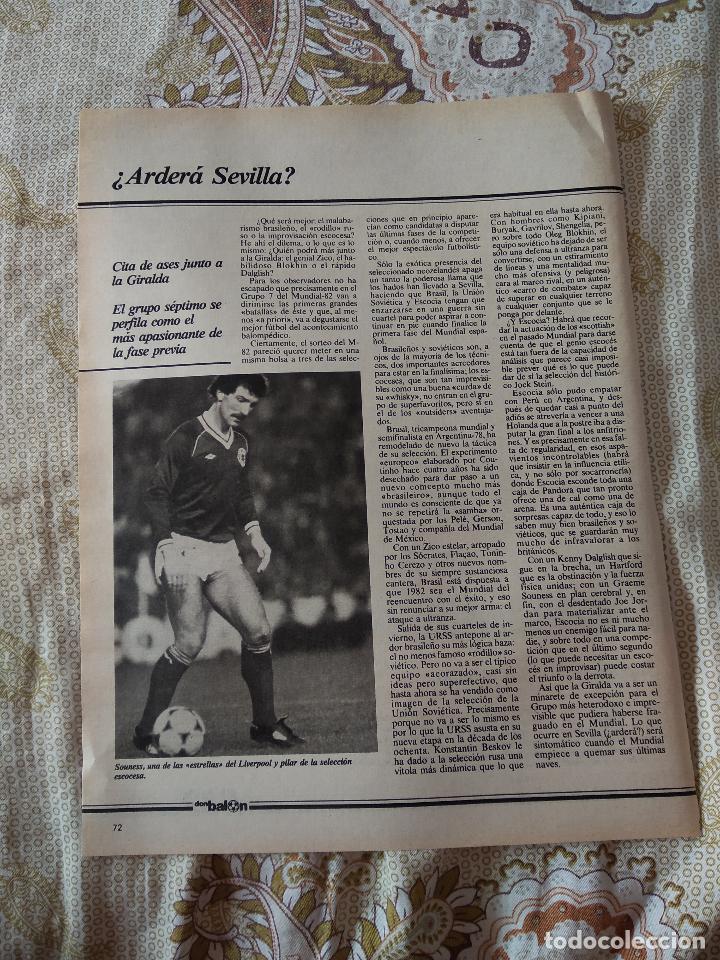Coleccionismo deportivo: HOJA REVISTA DON BALON MUNDIAL 1982 TIPO REPORTAJE SOUNESS ESCOCIA SAPORTA