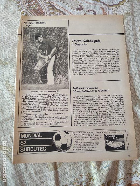 Coleccionismo deportivo: HOJA REVISTA DON BALON MUNDIAL 1982 TIPO REPORTAJE SEVERIANO BALLESTEROS SEVE GOLF