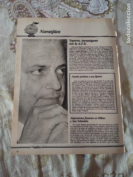 Coleccionismo deportivo: HOJA REVISTA DON BALON MUNDIAL 1982 REPORTAJE SAPORTA MONTERO JUANITO CARRASCO SANTILLANA ESPA&Ntilde;A