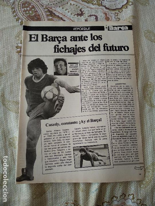 Coleccionismo deportivo: HOJA REVISTA BARCELONISTA BAR&Ccedil;A A&Ntilde;O 1981 REPORTAJE MARADONA CASZELY ZICO BRASIL