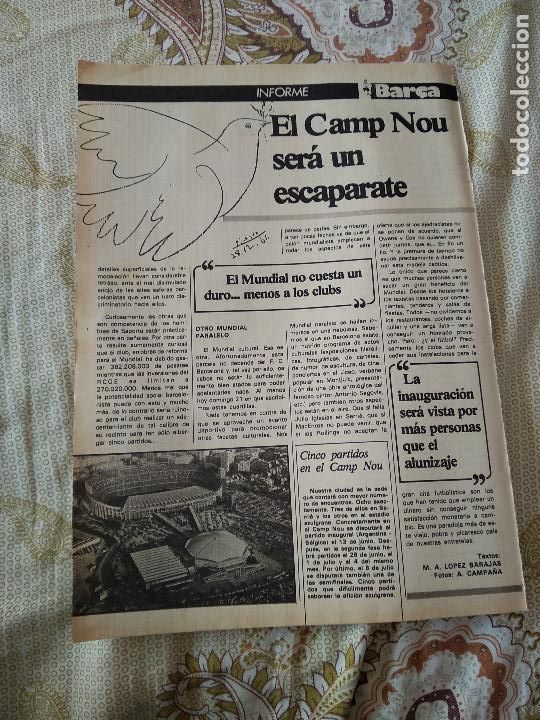 Coleccionismo deportivo: HOJA REVISTA BARCELONISTA BAR&Ccedil;A A&Ntilde;O 1981 REPORTAJE EL CAMP NOU SER&Aacute; UN ESCAPARATE MUNDIAL 1982