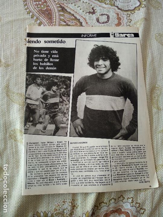 Coleccionismo deportivo: HOJA REVISTA BARCELONISTA BAR&Ccedil;A A&Ntilde;O 1981 TIPO REPORTAJE MARADONA BOCA JUNIORS ZARAGOZA NU&Ntilde;EZ