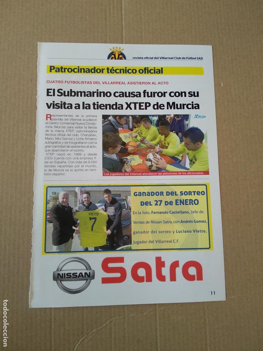 Coleccionismo deportivo: HOJA REVISTA VILLARREAL TIPO REPORTAJE TIENDA XTEP PUBLICIDAD NISSAN VIETTO ENTRADAS BAR&Ccedil;A