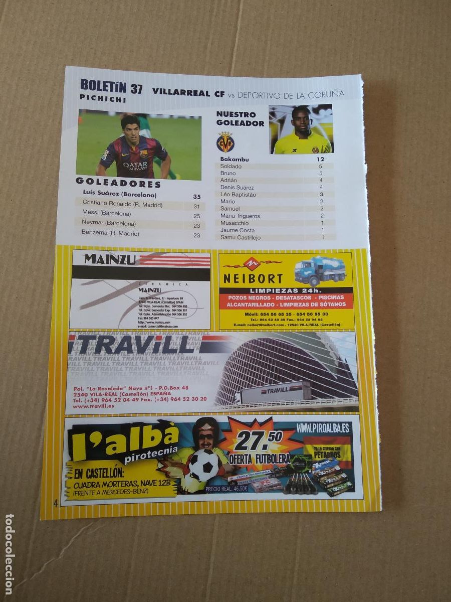 Coleccionismo deportivo: HOJA REVISTA VILLARREAL GOLEADORES LUIS SUAREZ BAKAMBU CHAMPIONS ESCUDO SPORTING GIJON