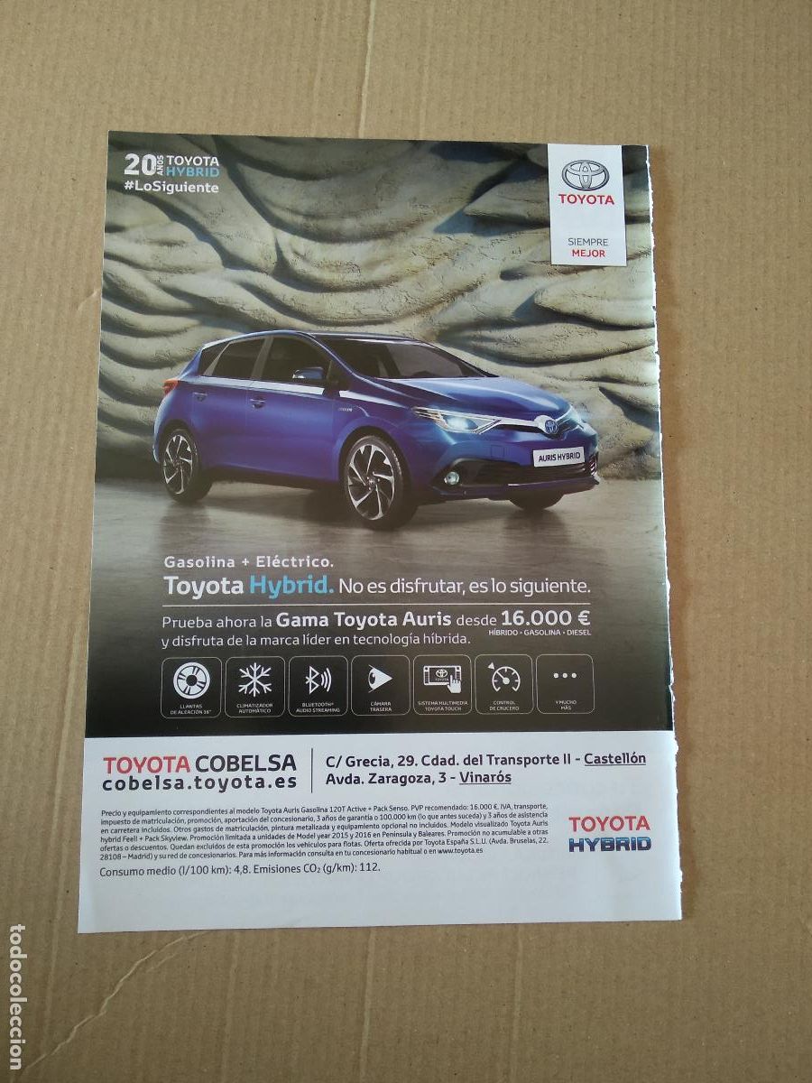 Coleccionismo deportivo: HOJA REVISTA VILLARREAL PUBLICIDAD TOYOTA HYBRID ESTADIO DE LA CERAMICA CAMPO FUTBOL