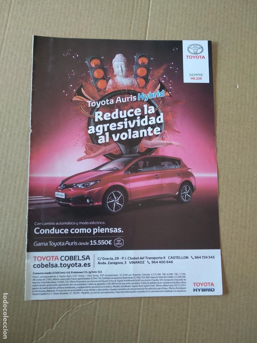 Coleccionismo deportivo: HOJA REVISTA VILLARREAL PUBLICIDAD TOYOTA AURIS HYBRID COCHE RENAULT VEHICULOS COMERCIALES