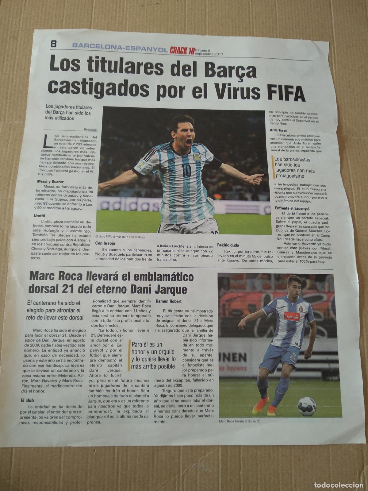 Coleccionismo deportivo: HOJA PERIODICO DIARIO CRACK 10 MESSI ARGENTINA MARC ROCA ESPANYOL NEYMAR PSG PARIS SAINT GERMAIN