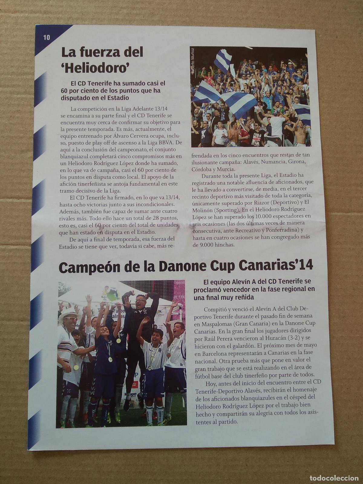 Coleccionismo deportivo: HOJA REVISTA TENERIFE TIPO REPORTAJE FUERZA HELIODORO CAMPEON DANONE CUP AYOZE ROBERTO