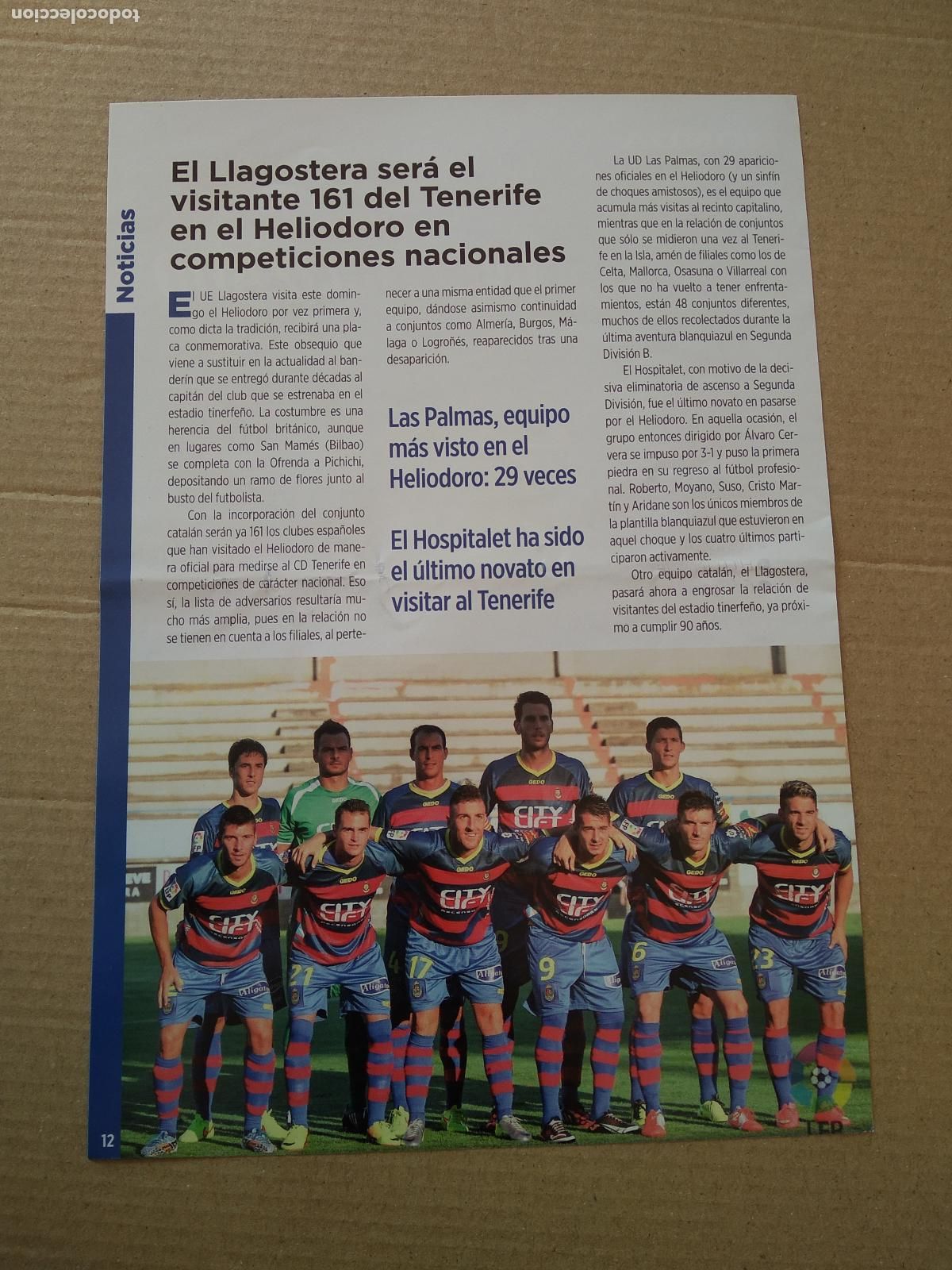 Coleccionismo deportivo: HOJA REVISTA TENERIFE TIPO REPORTAJE LLAGOSTERA PUBLICIDAD COCHE HONDA