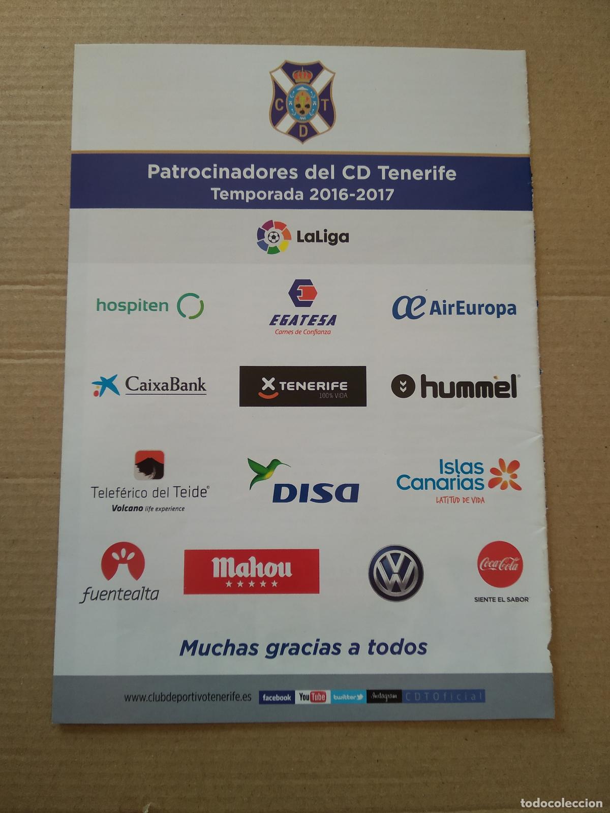 Coleccionismo deportivo: HOJA REVISTA TENERIFE PATROCINADORES 2016-2017 CAIXABANK AIREUROPA ISLAS CANARIAS MAHOU COCACOLA