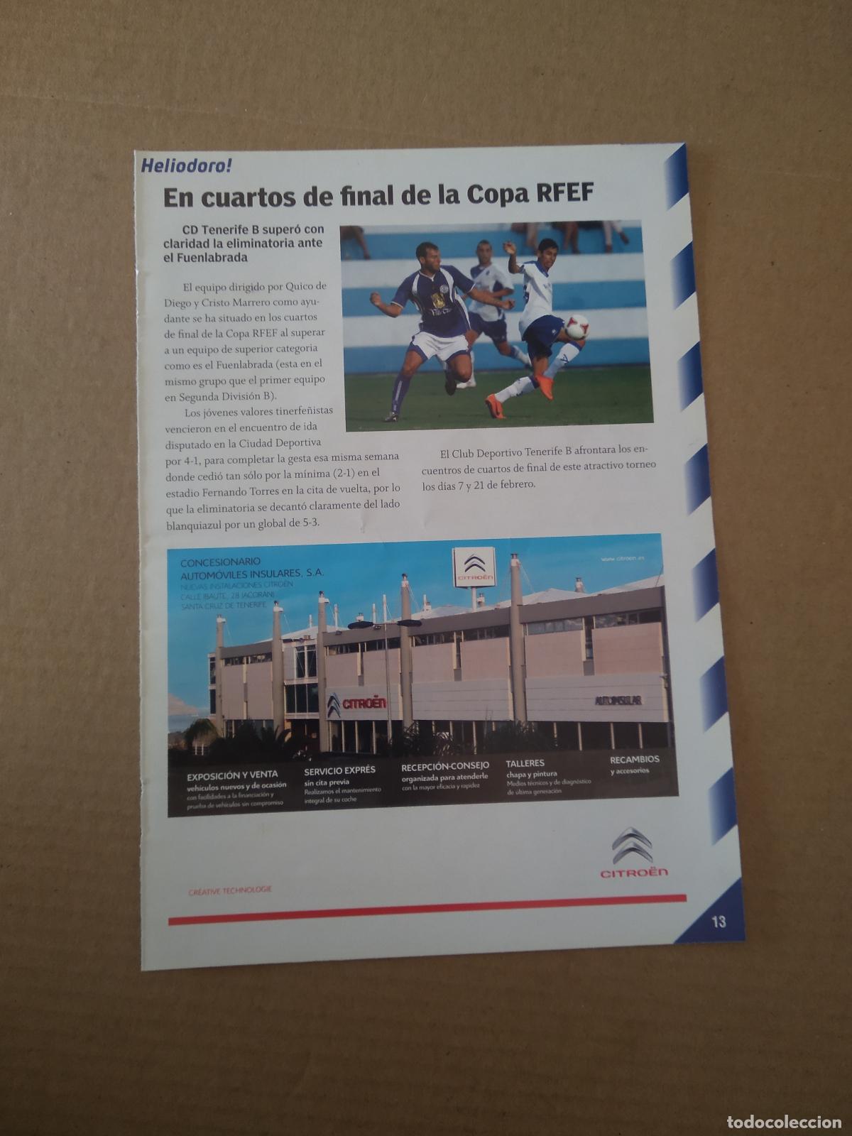 Coleccionismo deportivo: HOJA REVISTA TENERIFE EN CUARTOS FINAL COPA RFEF PUBLICIDAD CITROEN AFICION FANS