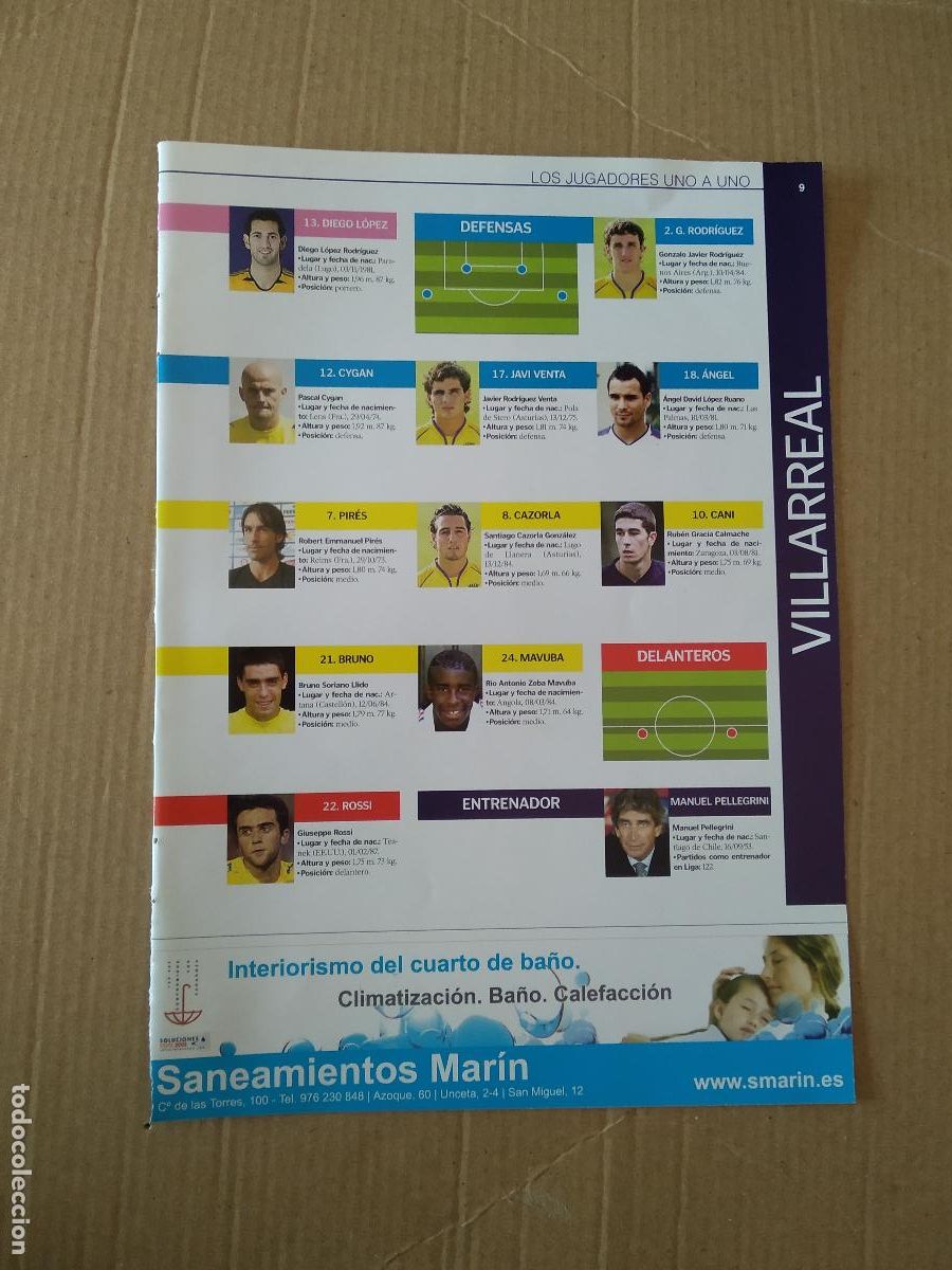 Coleccionismo deportivo: HOJA REVISTA ZARAGOZA VILLARREAL EQUIPO PLANTILLA PUBLICIDAD CERVEZA AMBAR