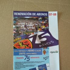 Coleccionismo deportivo: HOJA REVISTA ZARAGOZA RENOVACION ABONOS PUBLICIDAD COCACOLA COCA-COLA