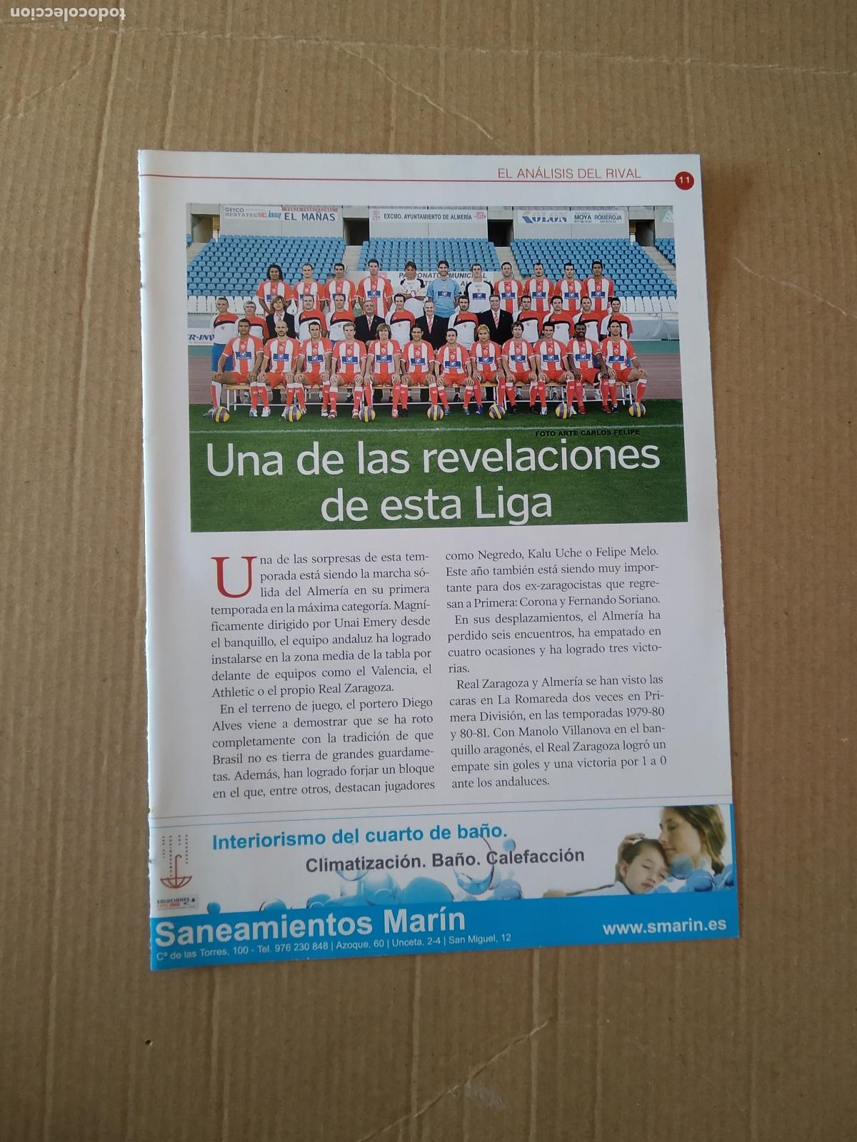 Coleccionismo deportivo: HOJA REVISTA ZARAGOZA ALMERIA EQUIPO PLANTILLA PUBLICIDAD CERVEZA AMBAR